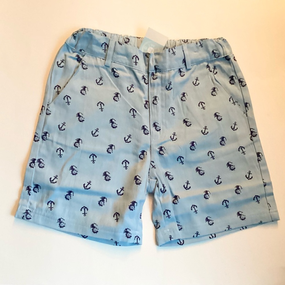 Beachcomber Coastal Kids Boys Nautical Shorts Anchor Blue